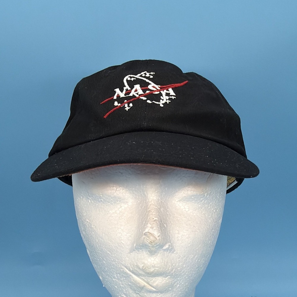 Kids NASA Logo Baseball Cap Black Adjustable 56cm Aeromax Space Strapback Hat